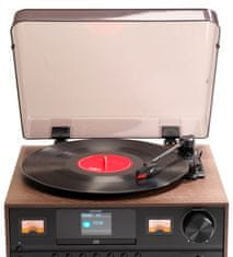 Denver MRD-52 Hudobný systém s gramofónom, rádiom FM a DAB +, CD prehrávačom, a veľkým prehľadným farebným displejom.
