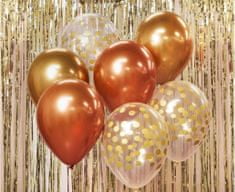 Sada latexových balónikov - chrómovaná ružovozlatá / Rosegold - 7 ks - 30 cm